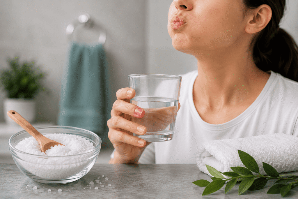 Rinsing your mouth with salt water