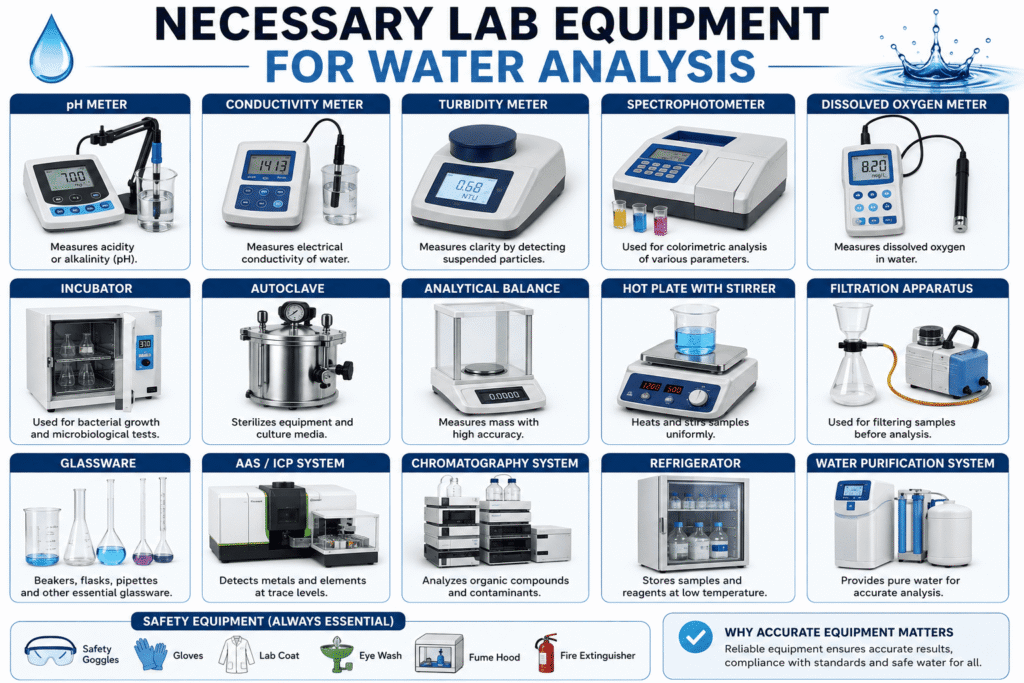Necessary lab equipment for water analysis