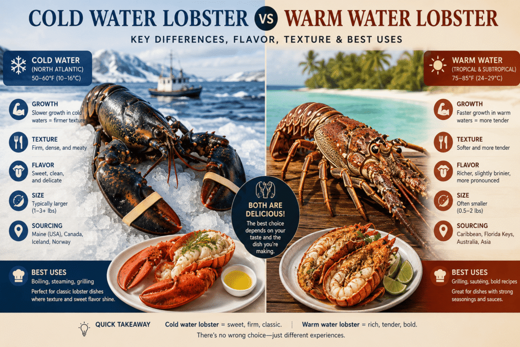 Cold water vs warm water lobster